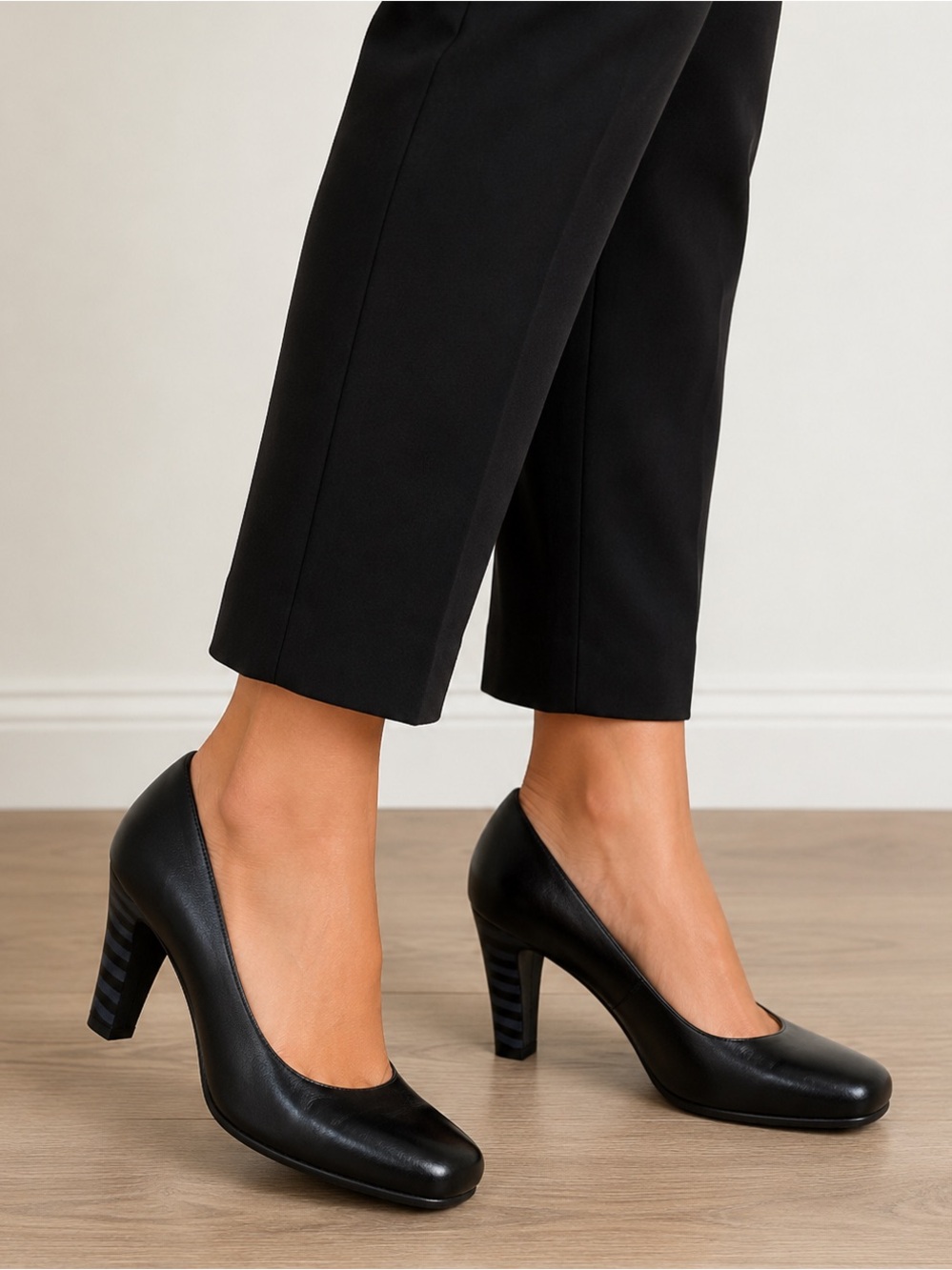 Cole Haan Nike Air Black Leather Pumps Block Heel Career Shoes Women’s 9B